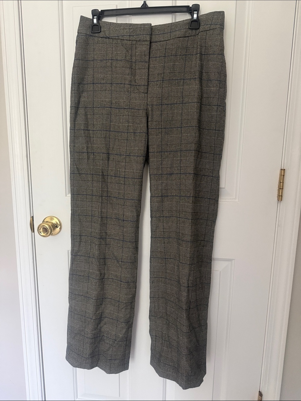Premise Glen Plaid Straight-Leg Trousers in Grey, Black and Blue